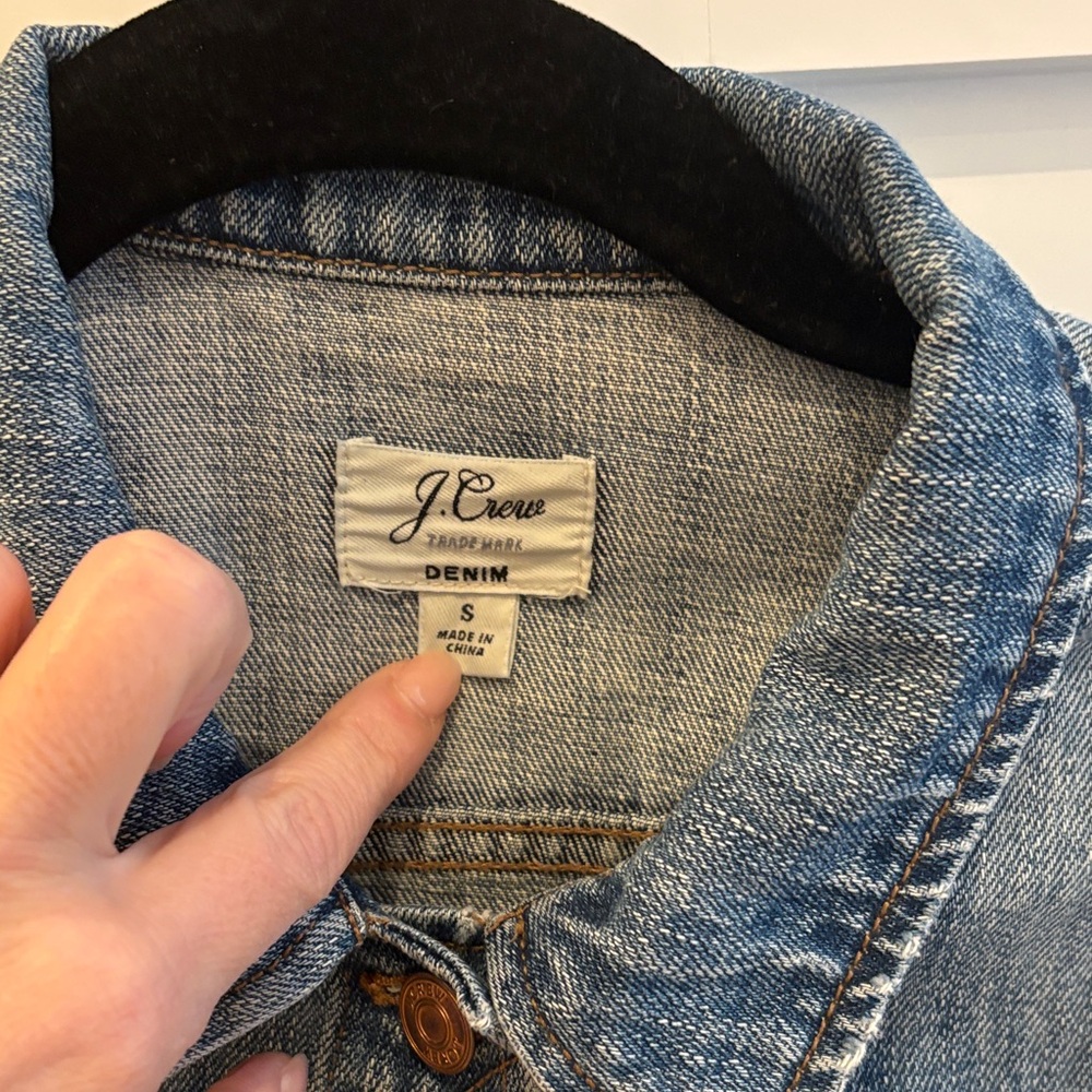 J. Crew Blue Denim Jacket with Brown Accents - Picture 3 of 4